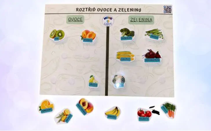 MEMO - A4 Hrací list ROZTŘIĎ OVOCE a ZELENINU