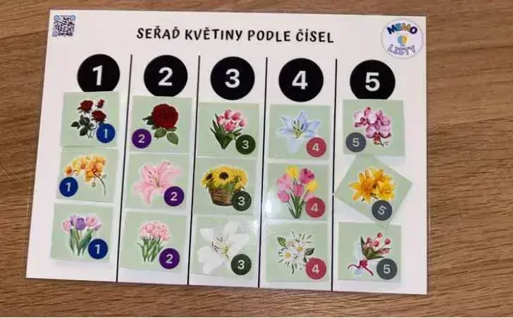 MEMO - A4 Hrací list SEŘAĎ KVĚTINY