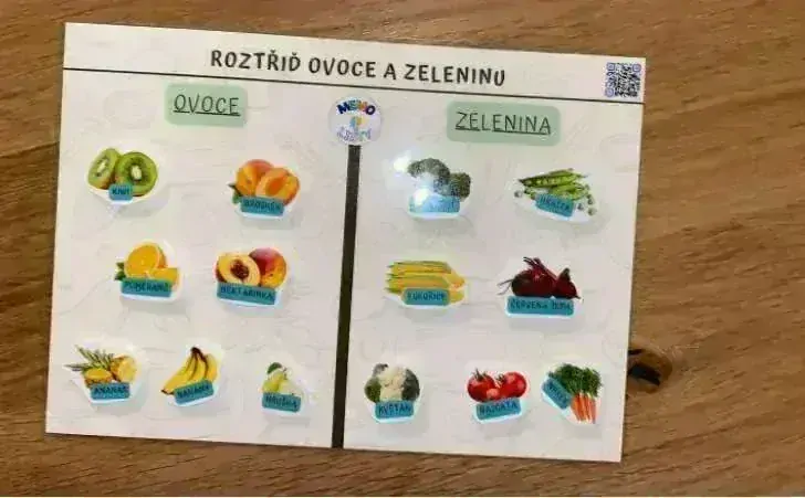 MEMO - A4 Hrací list ROZTŘIĎ OVOCE a ZELENINU